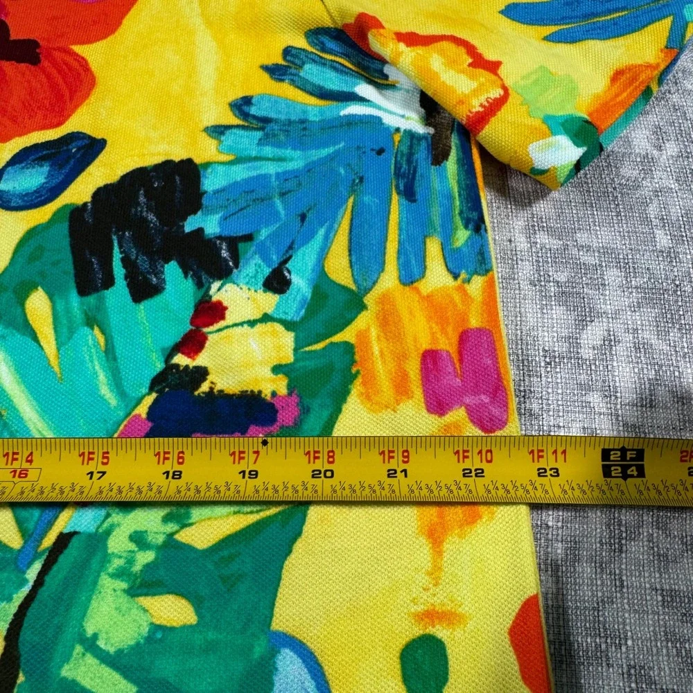 Polo Ralph Lauren Polo Mens L Yellow Tropical Floral Classic Fit Short Sleeve
